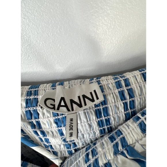 Ganni Striped Organic Cotton Spaghetti Strap Maxi Dress Blue White Size: 2 NWOT - Picture 6 of 11